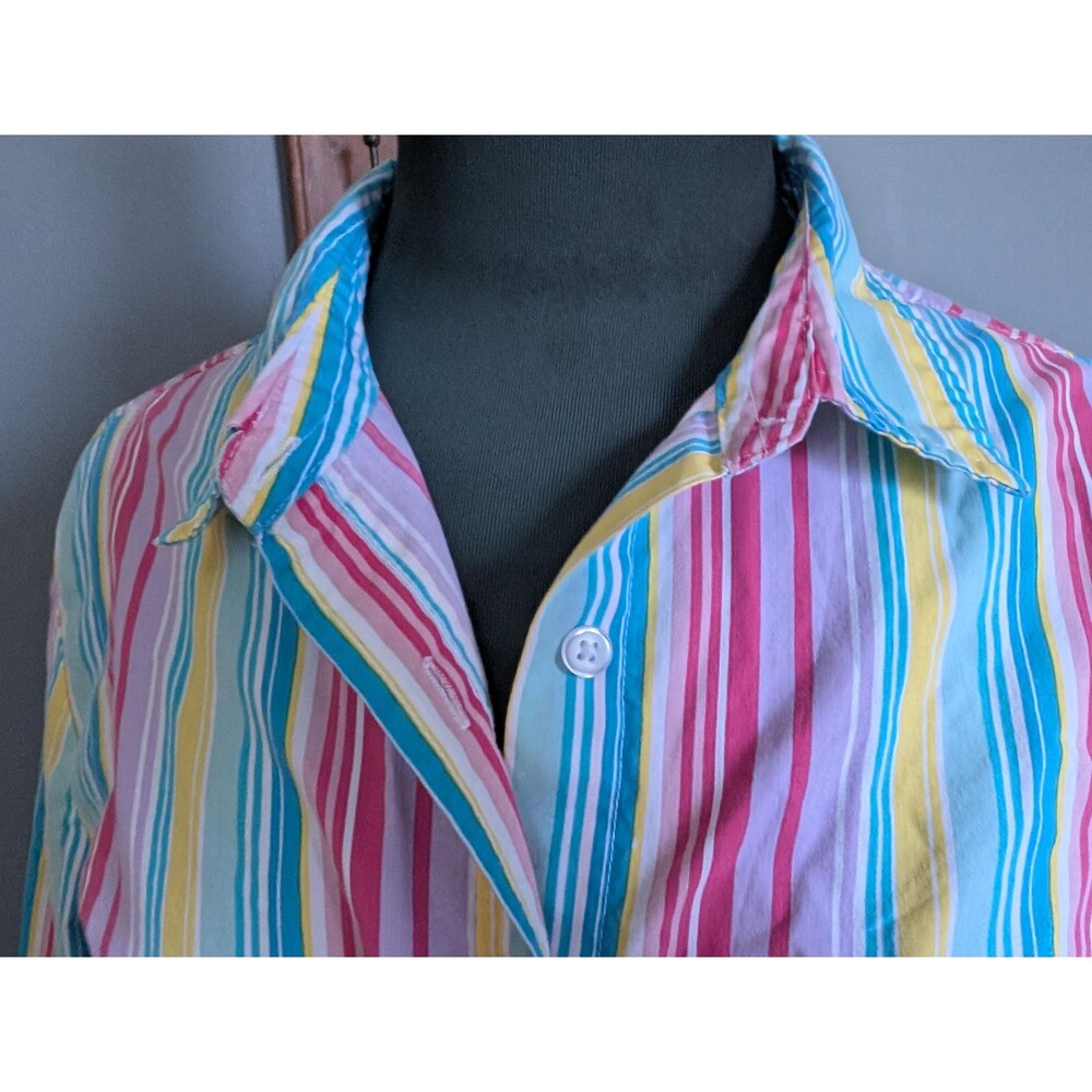 Vintage 80s Candy Stripe Blouse Size Large - Picture 7 of 13
